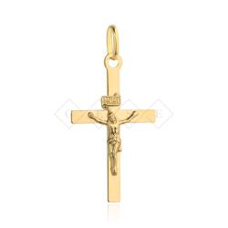 Złoty krzyżyk gładki z wizerunkiem Jezusa